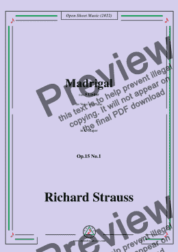 page one of Richard Strauss-Madrigal,in C Major,Op.15 No.1