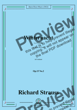 page one of Richard Strauss-Winternacht,in b minor,Op.15 No.2