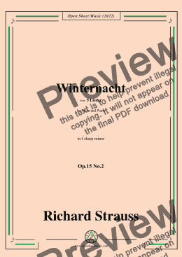 page one of Richard Strauss-Winternacht,in f sharp minor,Op.15 No.2