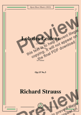 page one of Richard Strauss-Lob des Leidens,in c minor,Op.15 No.3