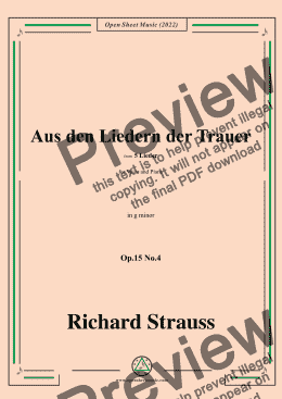 page one of Richard Strauss-Aus den Liedern der Trauer,in g minor,Op.15 No.4