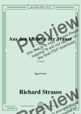 page one of Richard Strauss-Aus den Liedern der Trauer,in f minor,Op.15 No.4