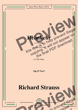 page one of Richard Strauss-Heimkehr,in E flat Major,Op.15 No.5