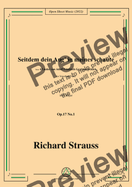 page one of Richard Strauss-Seitdem dein Aug' in meines schaute,in D Major,Op.17 No.1