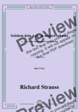 page one of Richard Strauss-Seitdem dein Aug' in meines schaute,in E flat Major,Op.17 No.1