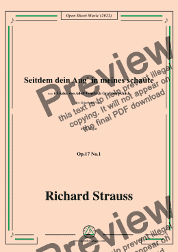 page one of Richard Strauss-Seitdem dein Aug' in meines schaute,in E Major,Op.17 No.1