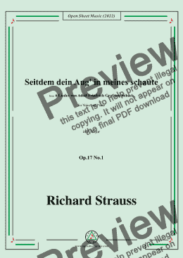 page one of Richard Strauss-Seitdem dein Aug' in meines schaute,in F Major,Op.17 No.1