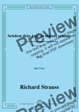 page one of Richard Strauss-Seitdem dein Aug' in meines schaute,in B Major,Op.17 No.1