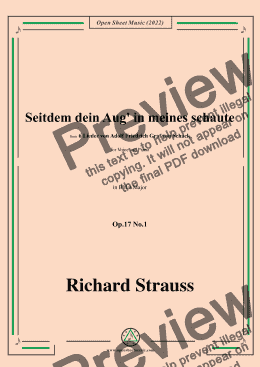 page one of Richard Strauss-Seitdem dein Aug' in meines schaute,in B flat Major,Op.17 No.1