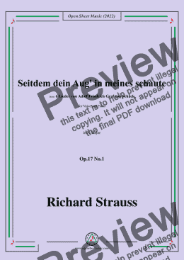 page one of Richard Strauss-Seitdem dein Aug' in meines schaute,in A Major,Op.17 No.1