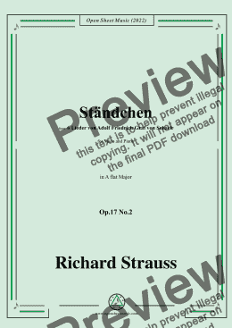 page one of Richard Strauss-Ständchen,in A flat Major,Op.17 No.2