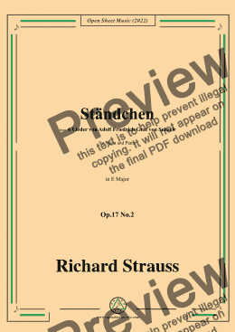 page one of Richard Strauss-Ständchen,in E Major,Op.17 No.2