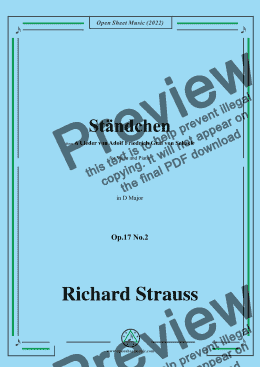 page one of Richard Strauss-Ständchen,in D Major,Op.17 No.2