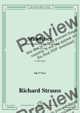 page one of Richard Strauss-Ständchen,in D flat Major,Op.17 No.2