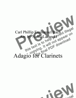 page one of  Adagio for Clarinet