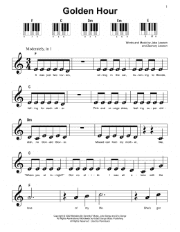 page one of Golden Hour (Super Easy Piano)