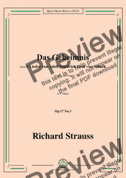 page one of Richard Strauss-Das Geheimnis,in F Major,Op.17 No.3