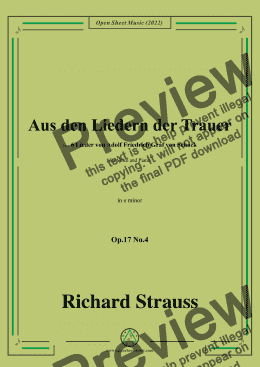 page one of Richard Strauss-Aus den Liedern der Trauer,in e minor,Op.17 No.4