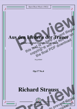 page one of Richard Strauss-Aus den Liedern der Trauer,in g minor