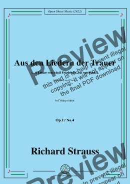 page one of Richard Strauss-Aus den Liedern der Trauer,in f sharp minor