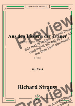 page one of Richard Strauss-Aus den Liedern der Trauer,in d minor