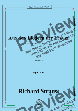 page one of Richard Strauss-Aus den Liedern der Trauer,in c minor,Op.17 No.4