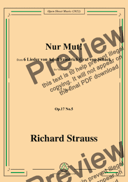 page one of Richard Strauss-Nur Mut!,in E Major,Op.17 No.5