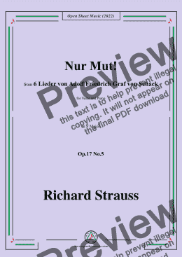 page one of Richard Strauss-Nur Mut!,in F Major,Op.17 No.5