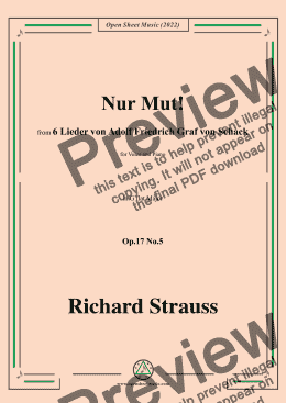 page one of Richard Strauss-Nur Mut!,in G flat Major,Op.17 No.5