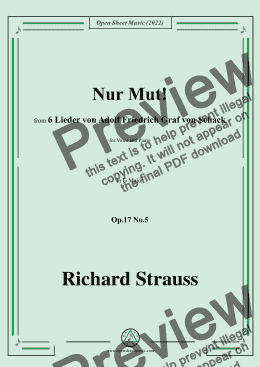 page one of Richard Strauss-Nur Mut!,in G Major,Op.17 No.5