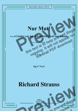 page one of Richard Strauss-Nur Mut!,in D Major,Op.17 No.5