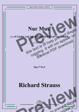 page one of Richard Strauss-Nur Mut!,in B Major,Op.17 No.5