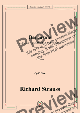 page one of Richard Strauss-Barcarole,in G Major,Op.17 No.6