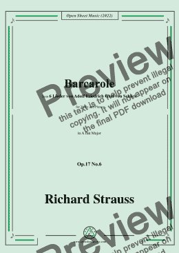 page one of Richard Strauss-Barcarole,in A flat Major,Op.17 No.6