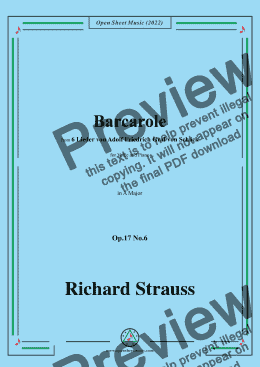 page one of Richard Strauss-Barcarole,in A Major,Op.17 No.6