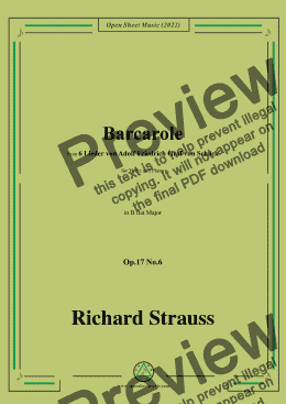 page one of Richard Strauss-Barcarole,in B flat Major,Op.17 No.6