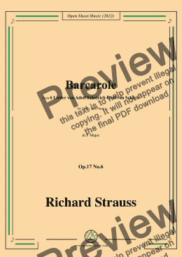 page one of Richard Strauss-Barcarole,in F Major,Op.17 No.6