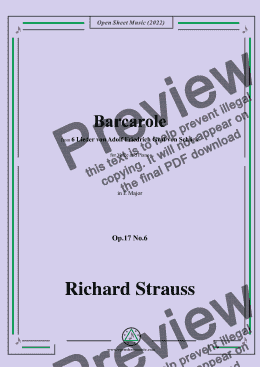 page one of Richard Strauss-Barcarole,in E Major,Op.17 No.6