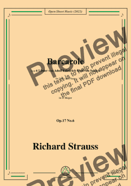 page one of Richard Strauss-Barcarole,in D Major,Op.17 No.6