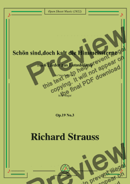 page one of Richard Strauss-Schön sind,doch kalt die Himmelssterne,in B Major