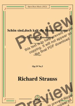 page one of Richard Strauss-Schön sind,doch kalt die Himmelssterne,in D Major