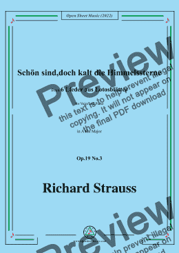 page one of Richard Strauss-Schön sind,doch kalt die Himmelssterne,in A flat Major