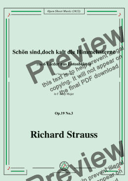 page one of Richard Strauss-Schön sind,doch kalt die Himmelssterne,in F sharp Major