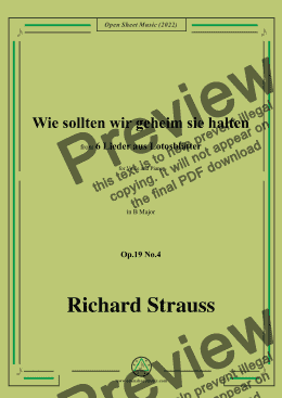 page one of Richard Strauss-Wie sollten wir geheim sie halten,in B Major