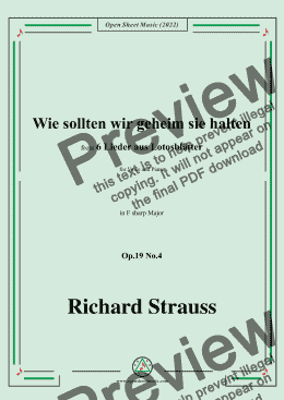 page one of Richard Strauss-Wie sollten wir geheim sie halten,in F sharp Major