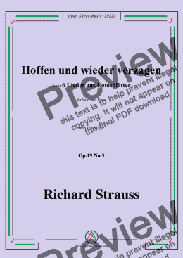 page one of Richard Strauss-Hoffen und wieder verzagen,in B flat Major