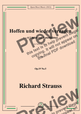 page one of Richard Strauss-Hoffen und wieder verzagen,in C Major