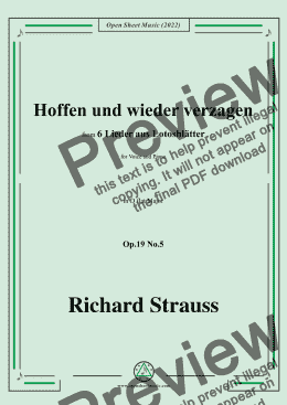 page one of Richard Strauss-Hoffen und wieder verzagen,in D flat Major