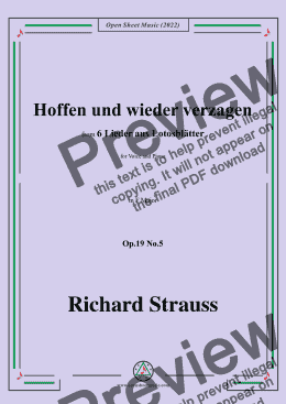 page one of Richard Strauss-Hoffen und wieder verzagen,in F Major