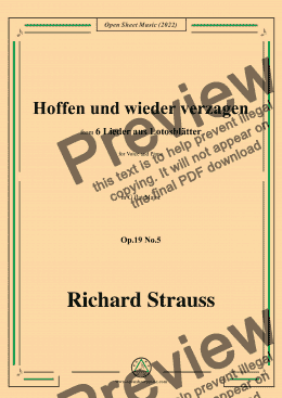 page one of Richard Strauss-Hoffen und wieder verzagen,in G flat Major